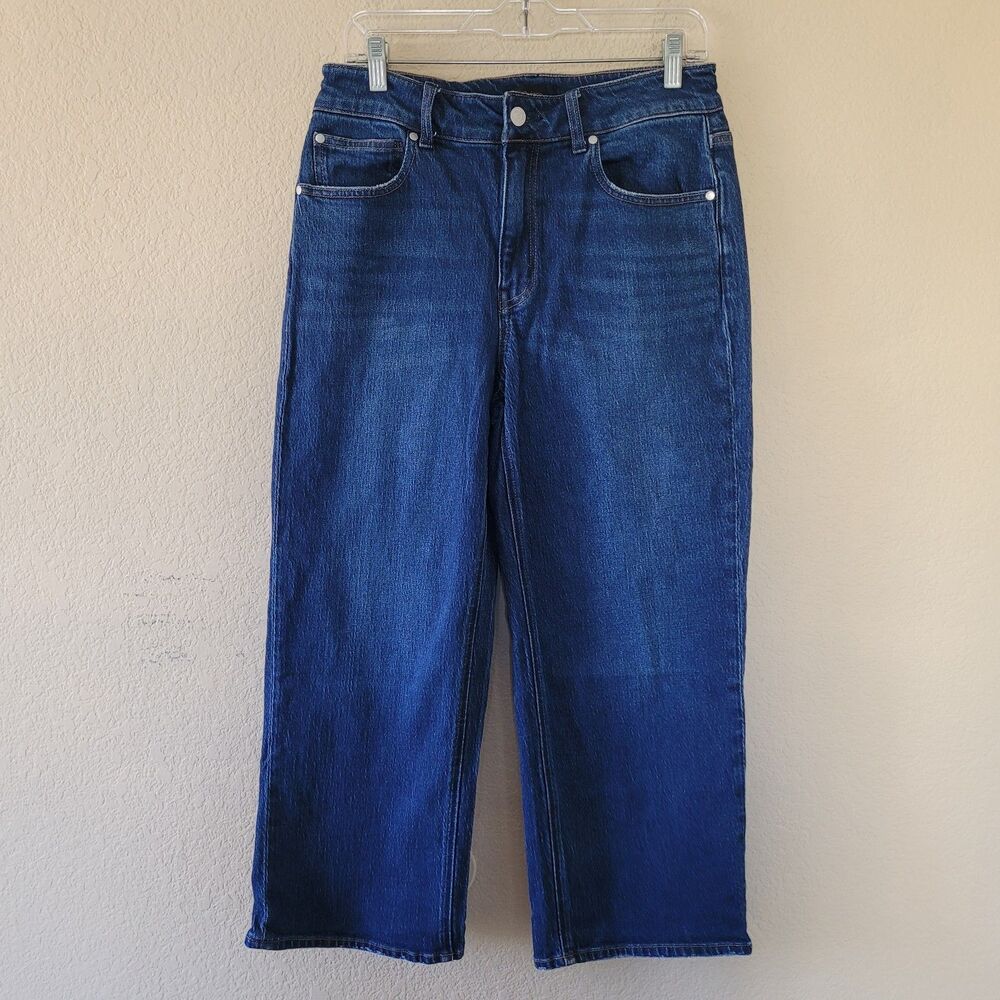Quince Womens Bella Stretch Relaxed Straight Jeans Size 30 Blue Organic Cotton